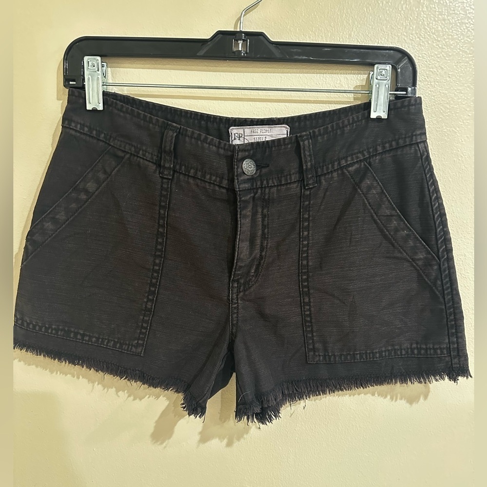 Free People Black Denim Shorts